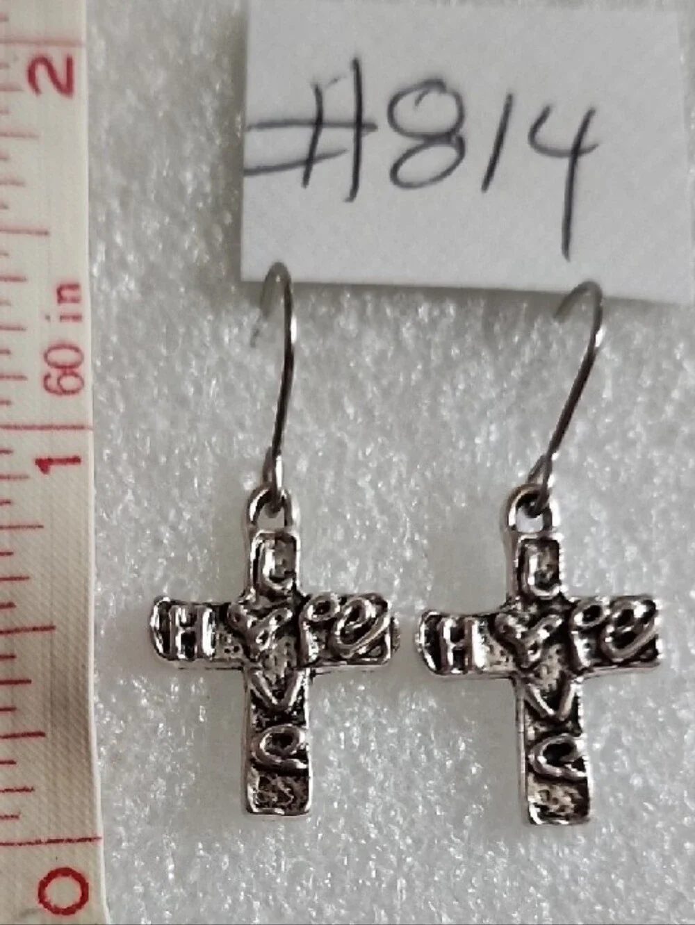 Hand Crafted Silver Cross Dangle Earrings - Silver